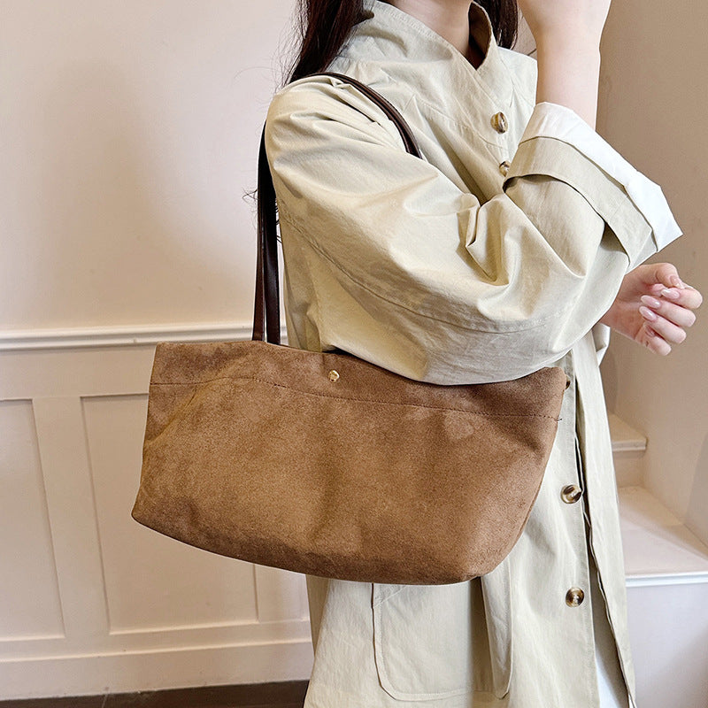 Suede Structured Tote Bag