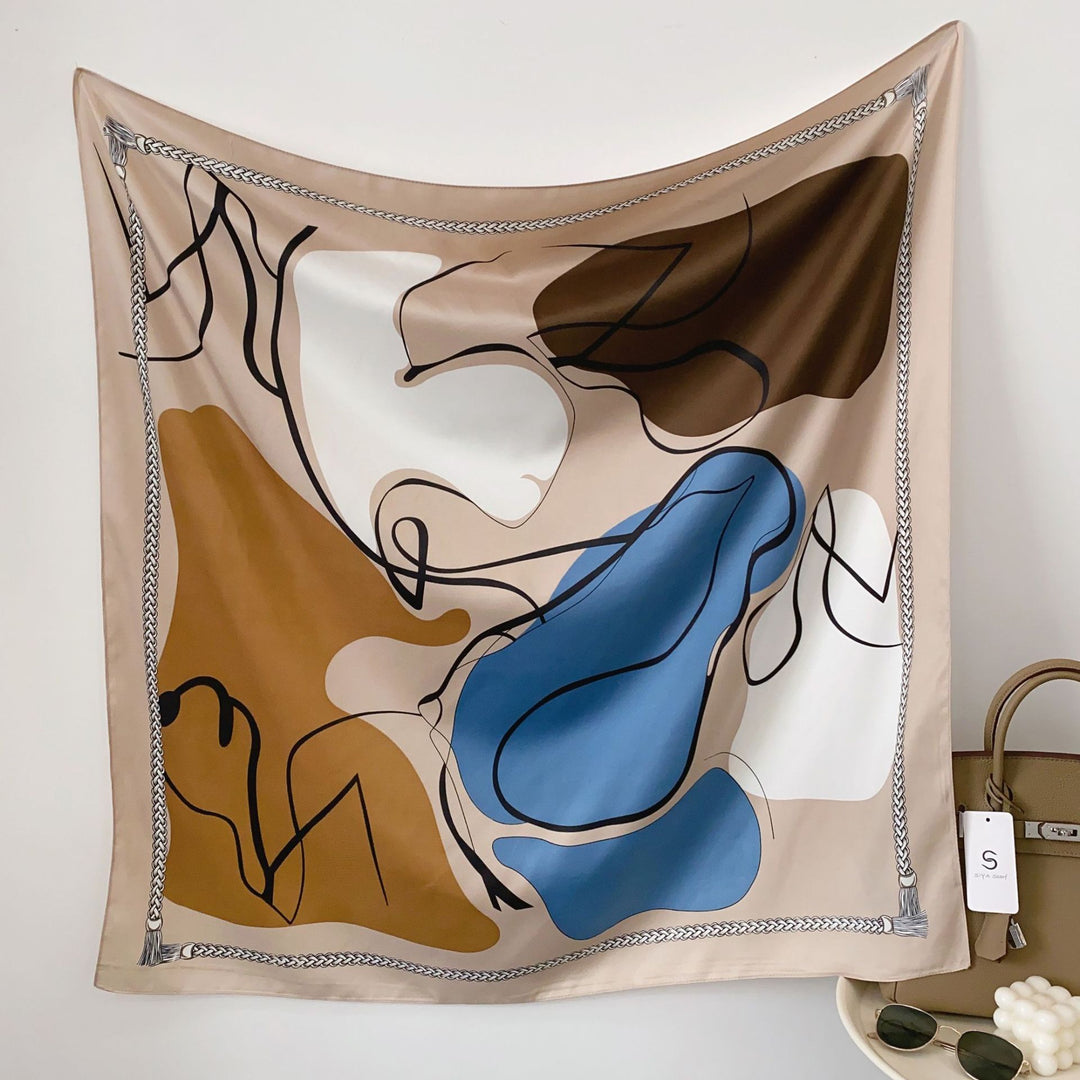 Women's silk scarf in elegant botanical design Stornfield
