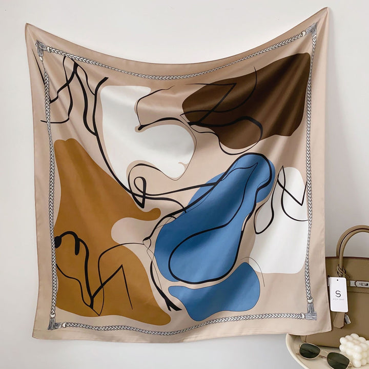 Women's silk scarf in elegant botanical design Stornfield