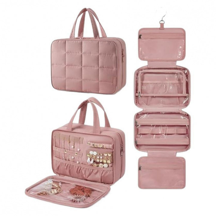 Jewelry Organizer Bag with Removable Hook and Transparent Compartment Division Stornfield