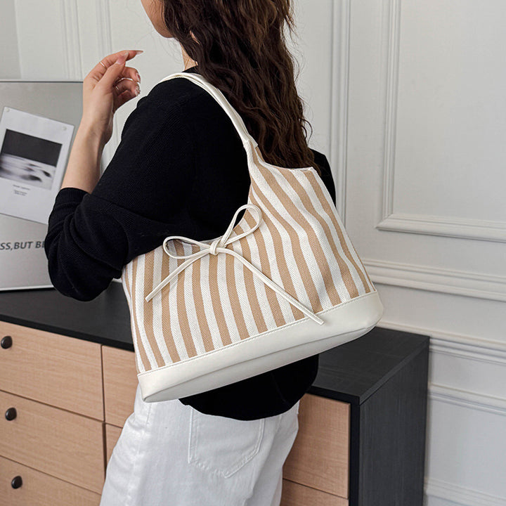 Striped Casual Tote Bag