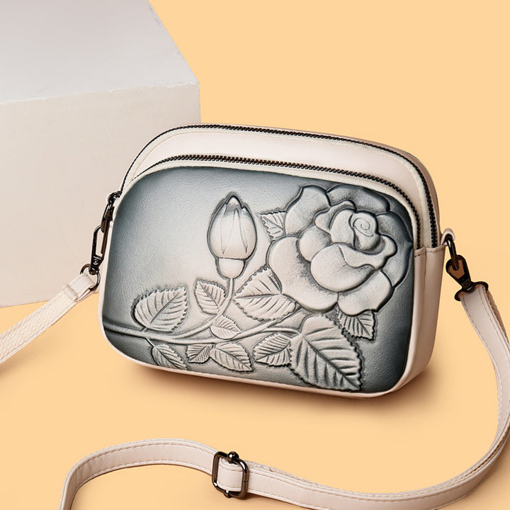 Embossed Floral Crossbody Bag