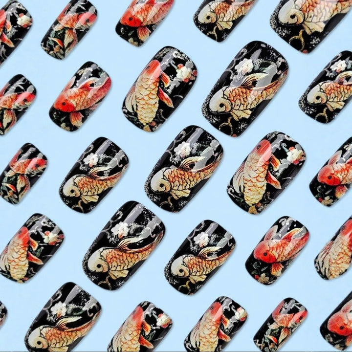 Acrylic nail set with detailed koi design Stornfield