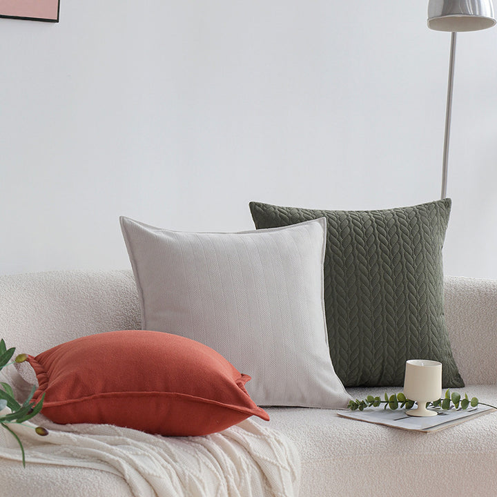 Square quilted decorative cushion cover with cable tufting and soft microfiber finish Stornfield