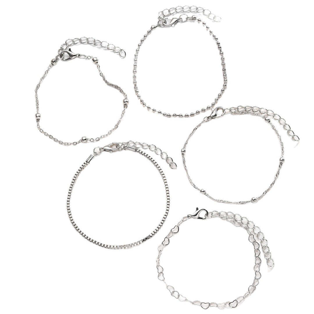 Silver Heart Charm Bracelet Set Stornfield