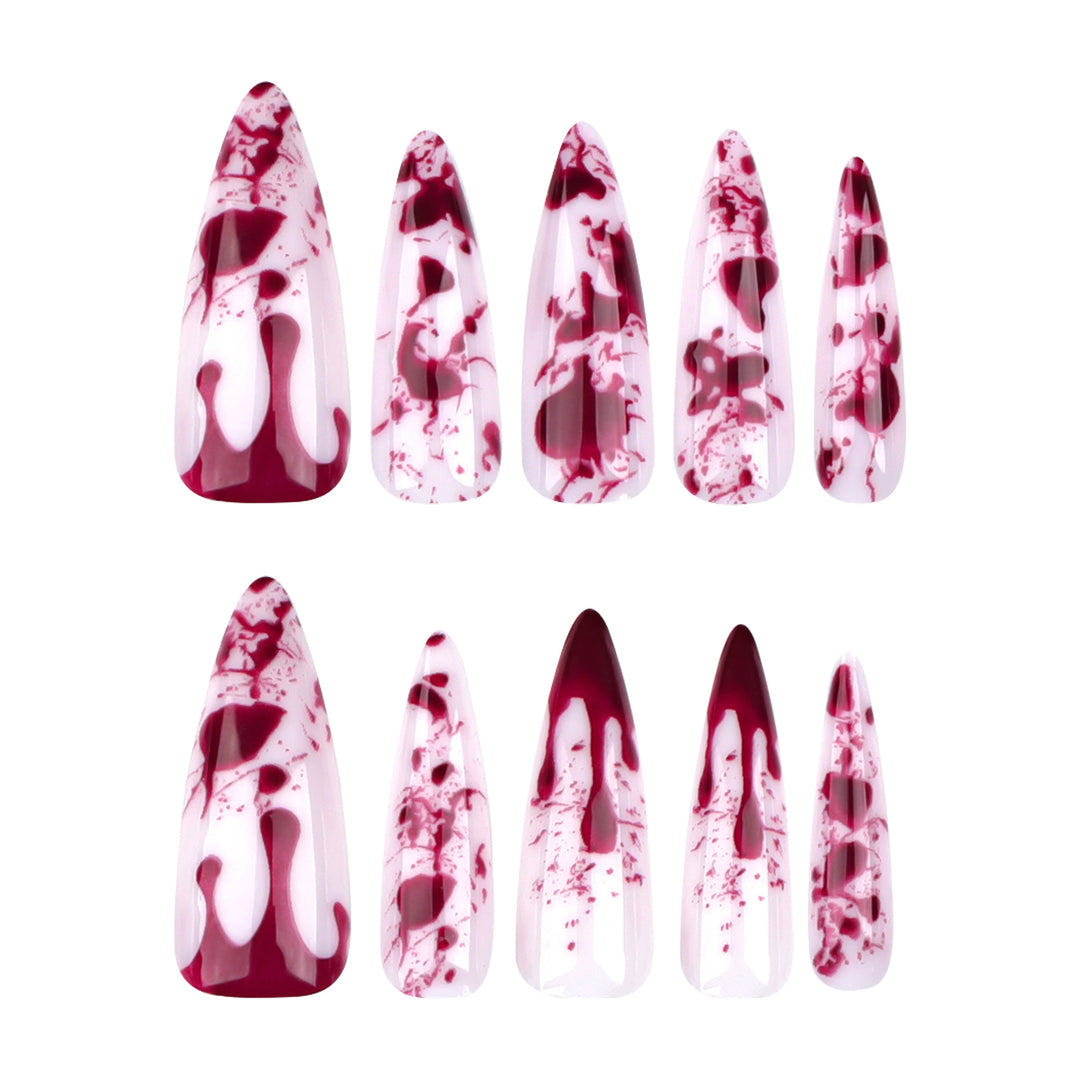 Artificial long stiletto nails with blood design Stornfield