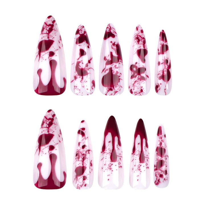 Artificial long stiletto nails with blood design Stornfield