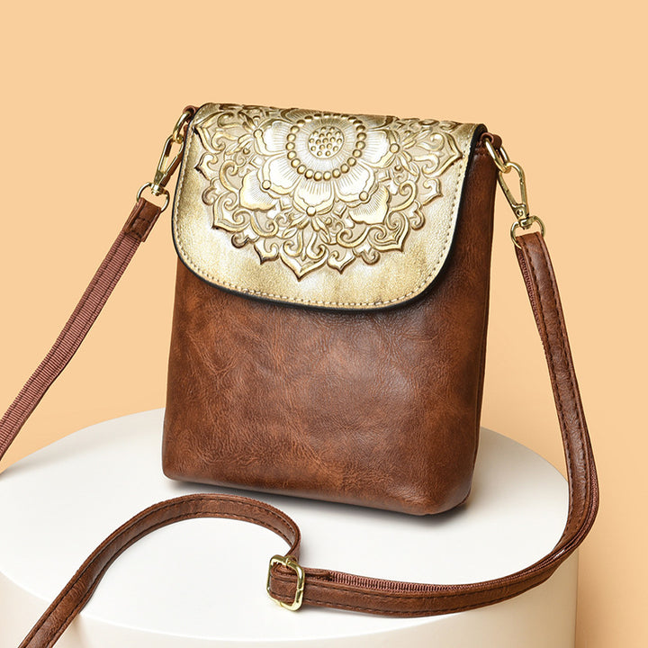 Decorative Embossed Crossbody Handbag