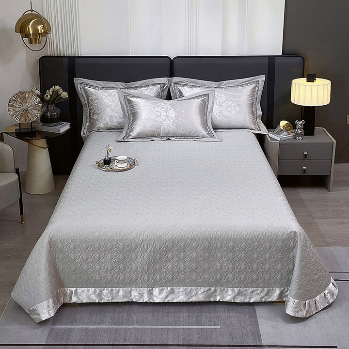 Quilted Microfiber Matelassé Bedspread with Satin Border & Matching Pillow Shams