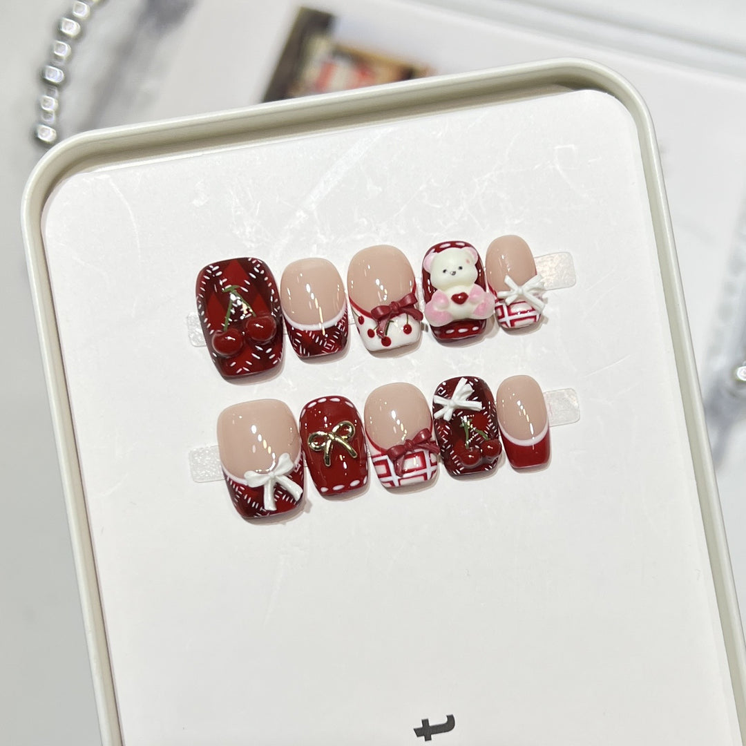 Whimsical Dessert-Themed Press-On Nail Art Set Stornfield