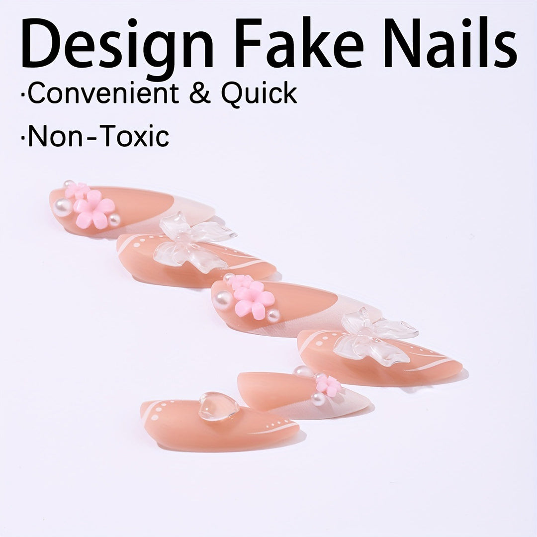 Artificial nail set with delicate flower design Stornfield