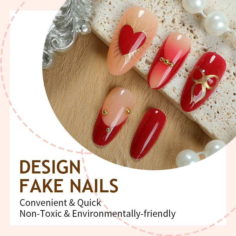Artificial nail set with romantic heart designs Stornfield