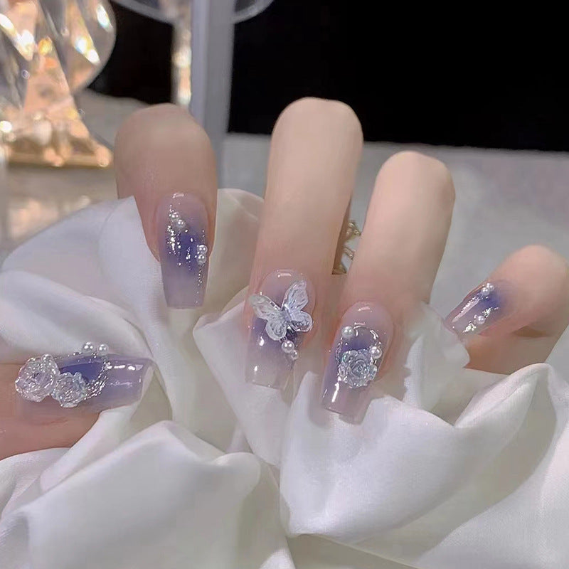Artistic Butterfly-Embellished Press-On Nail Extensions Stornfield