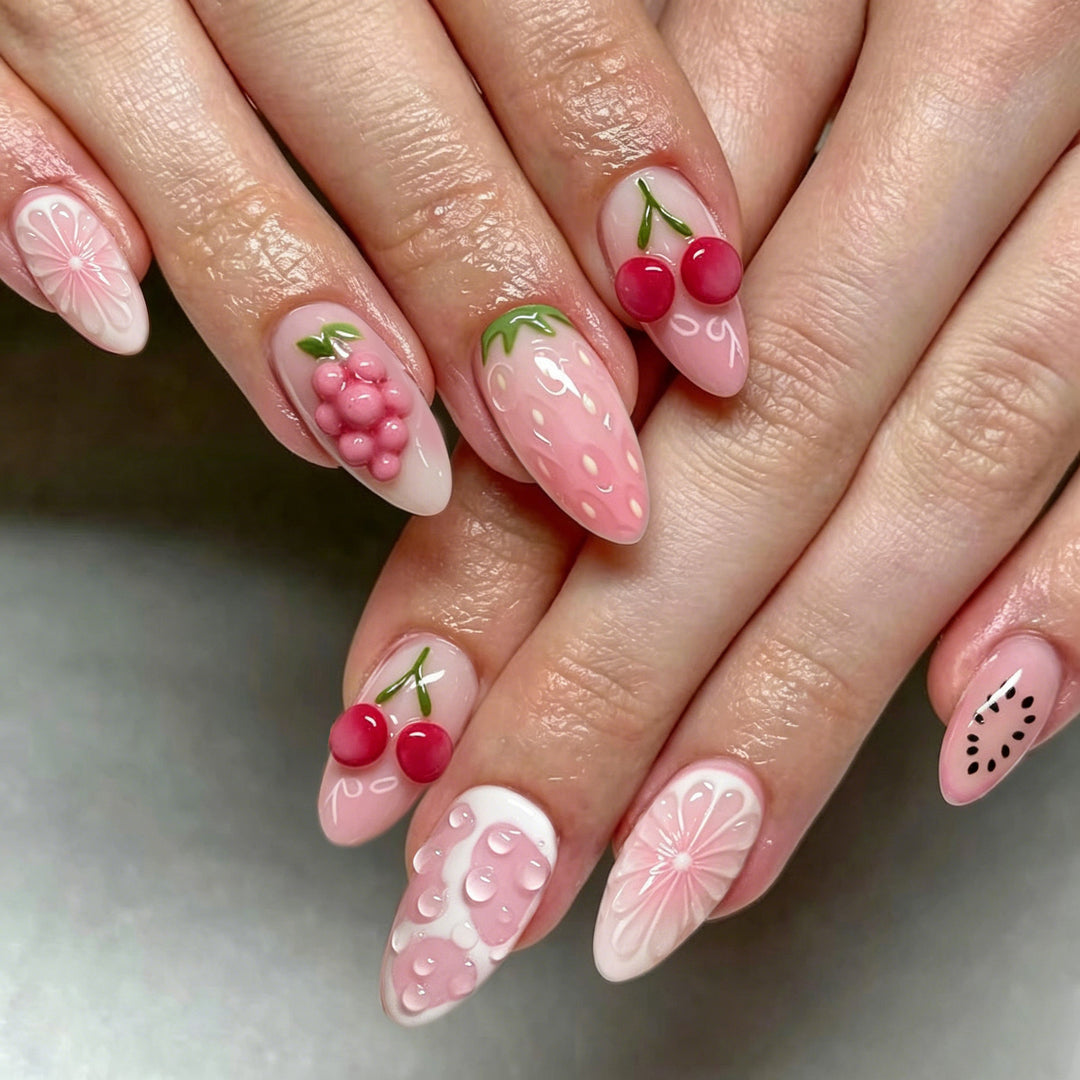 Artistic Fruit-Inspired Press-On Nail Set Stornfield