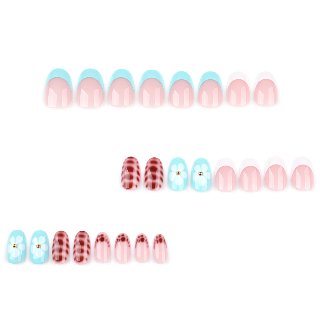 Artificial nail art with floral and geometric elements Stornfield