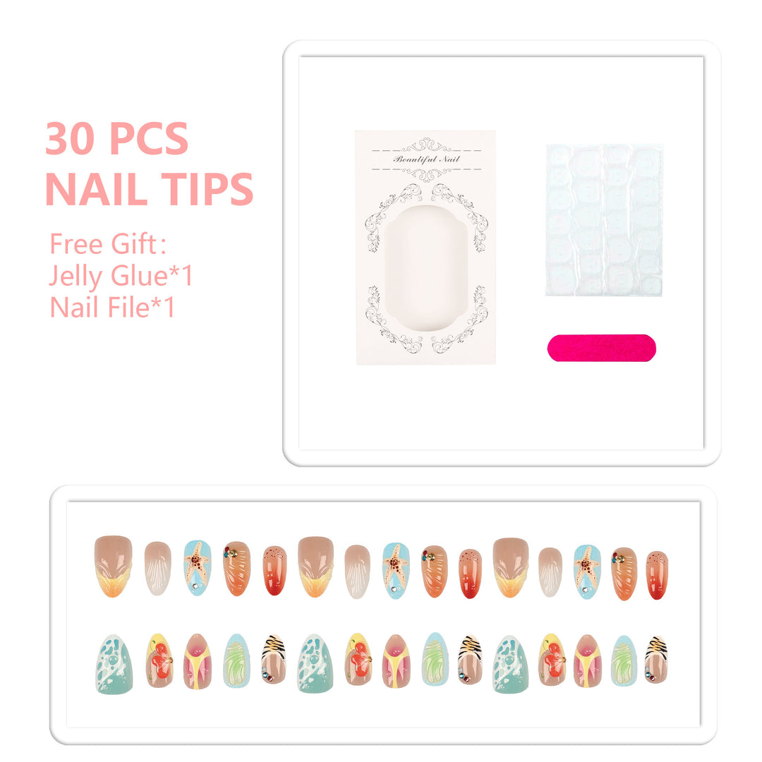 Artistic Press-On Nail Tips Set with Adhesive and File
