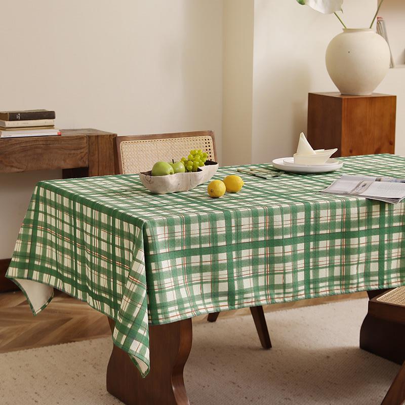 Checked rectangular tablecloth made of cotton-linen with water-repellent coating Stornfield