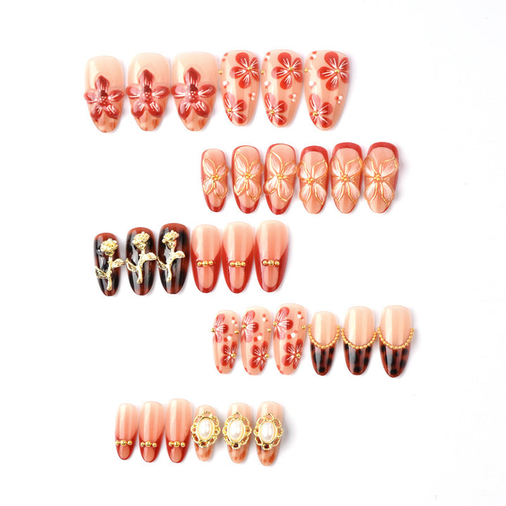 Artistic Floral Embellished Press-On Nail Art Stornfield