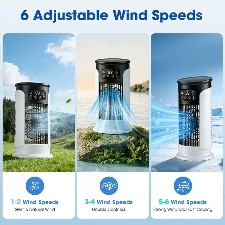 Unisex One Size Compact Personal Evaporative Tower Cooler with Refillable Ice Packs, Whisper Quiet Fan and Touch Control Stornfield