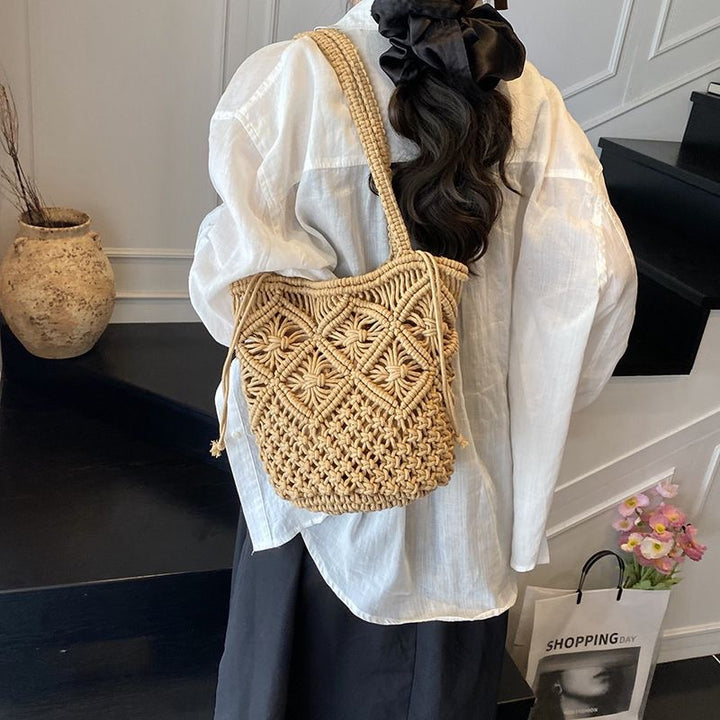 Handcrafted basket bag with floral patterns Stornfield
