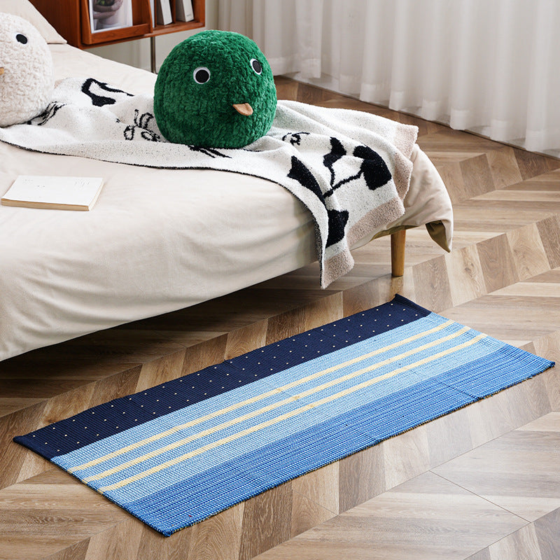 Flat-woven runner rug with check pattern and decorative border stripe Stornfield