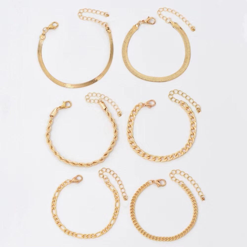 Multi-Style Gold Chain Bracelet Set Stornfield