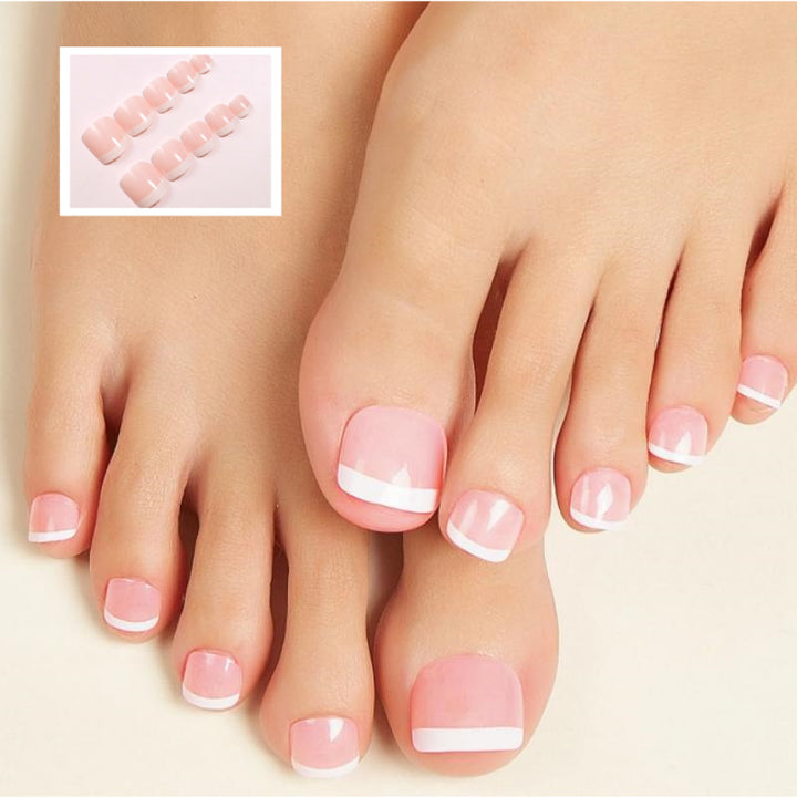 Premium Glossy French Tip Press-On Nail Set Stornfield
