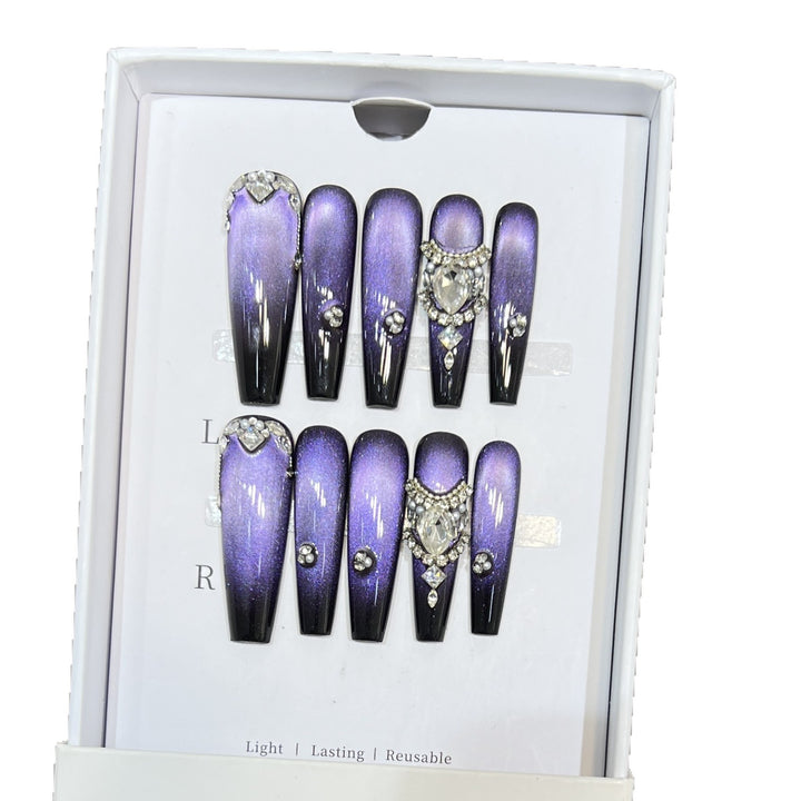 Decorative Press-On Nail Art Set with Gemstone Accents Stornfield