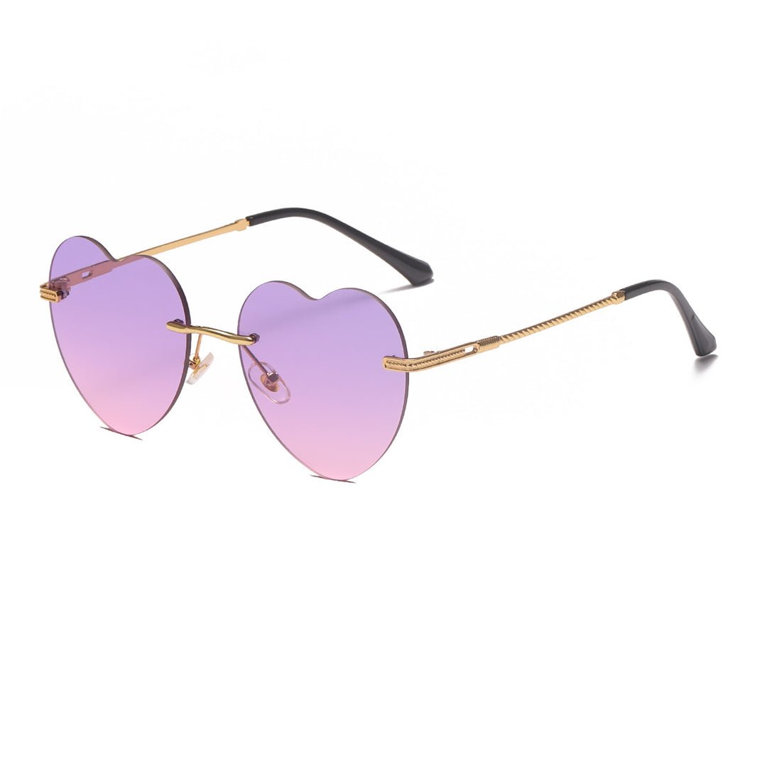 Women's Heart-Shaped Sunglasses with Mirrored Lenses and Gold Frame Stornfield
