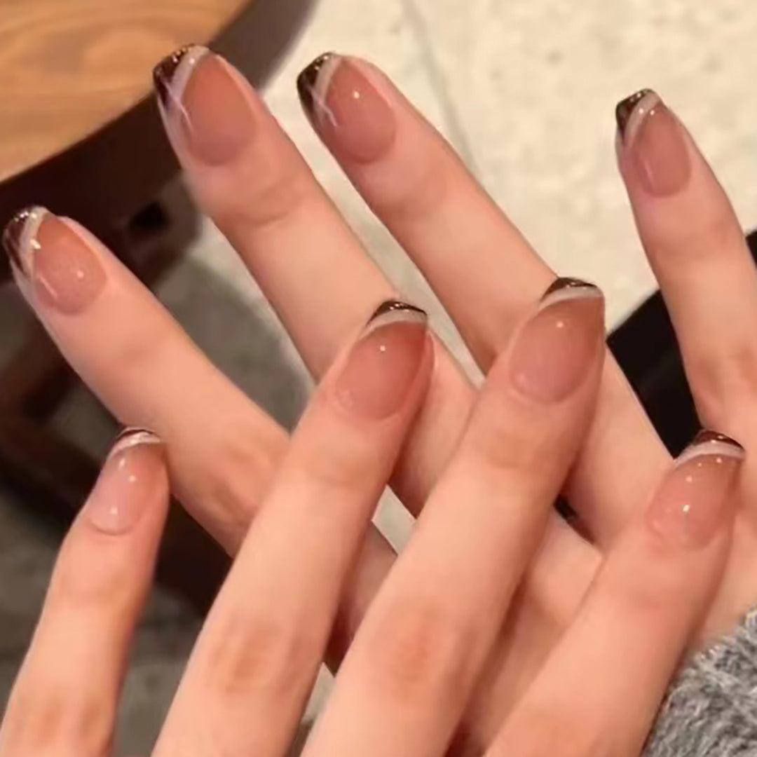 Elegant French Tip Gel Press-On Nails Stornfield