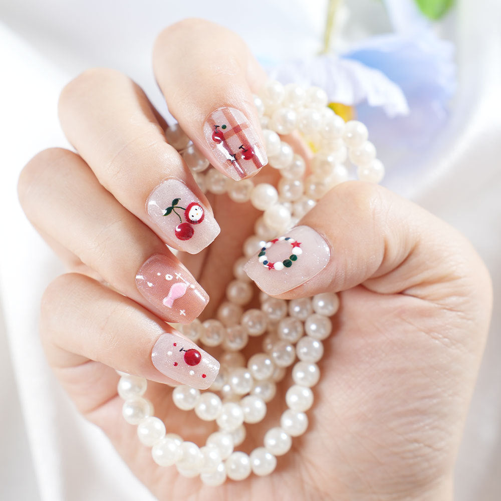 Artistic Press-On Nail Set with Whimsical Designs Stornfield