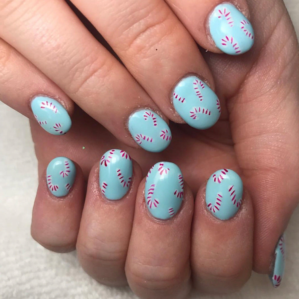 Candy Cane Themed Press-On Nail Art Stornfield