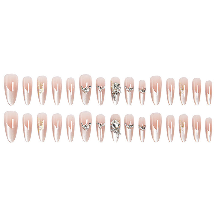 Artificial nail set with elegant crystal decorations and ombre effect Stornfield