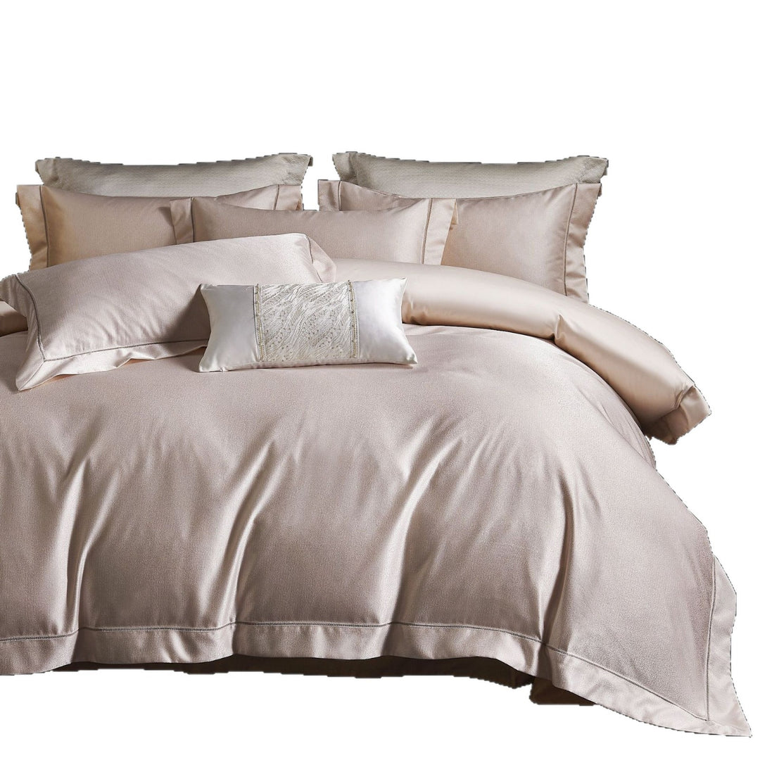 Satin-Feel Sateen Duvet Cover Set with Lace-Panel Lumbar Pillow