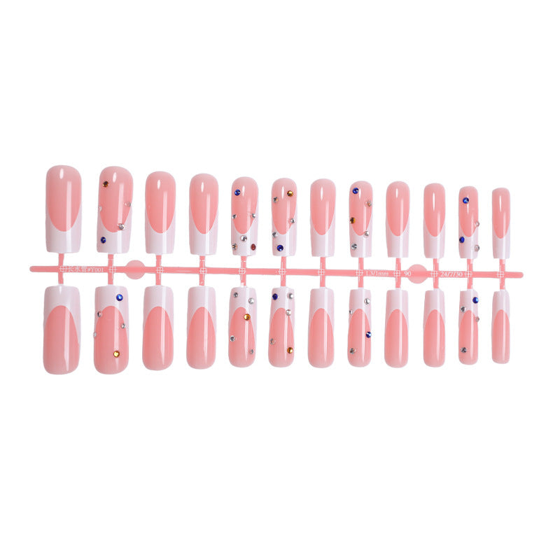 Elegant Decorative Press-On Nail Set with Gem Accents Stornfield