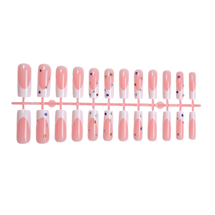 Elegant Decorative Press-On Nail Set with Gem Accents Stornfield