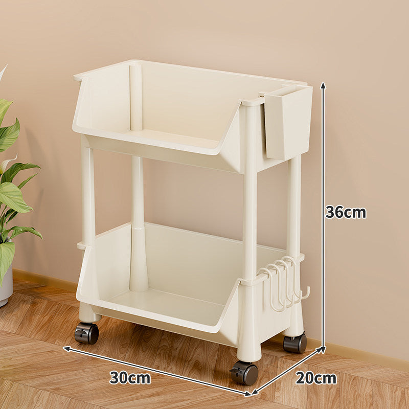 Slim Vertical Multi-Tier Rolling Storage Cart with Tilted Open Bins and Swivel Casters