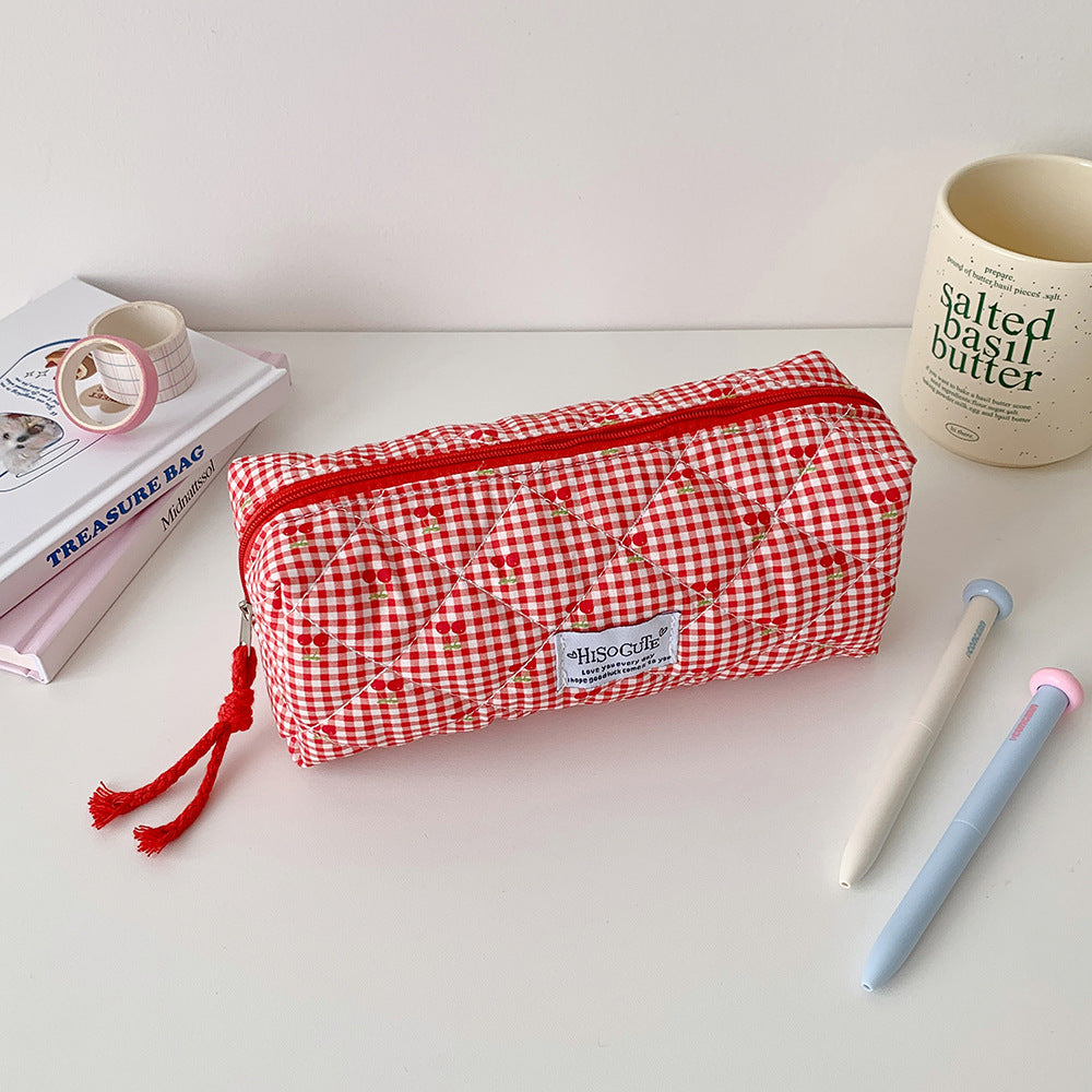 Quilted Cherry Print Pencil Case Stornfield