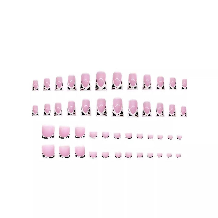 French Tip Press-On Nail Art with Cow Print Accents Stornfield