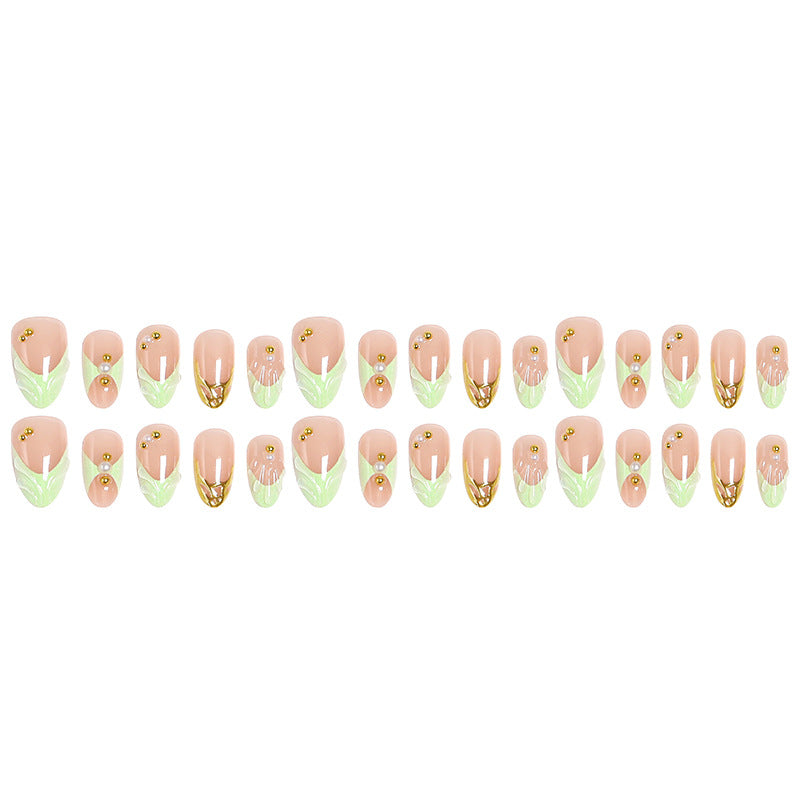 Nail Art Set with Floral and Golden Accents Stornfield