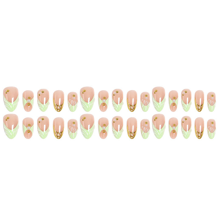Nail Art Set with Floral and Golden Accents Stornfield