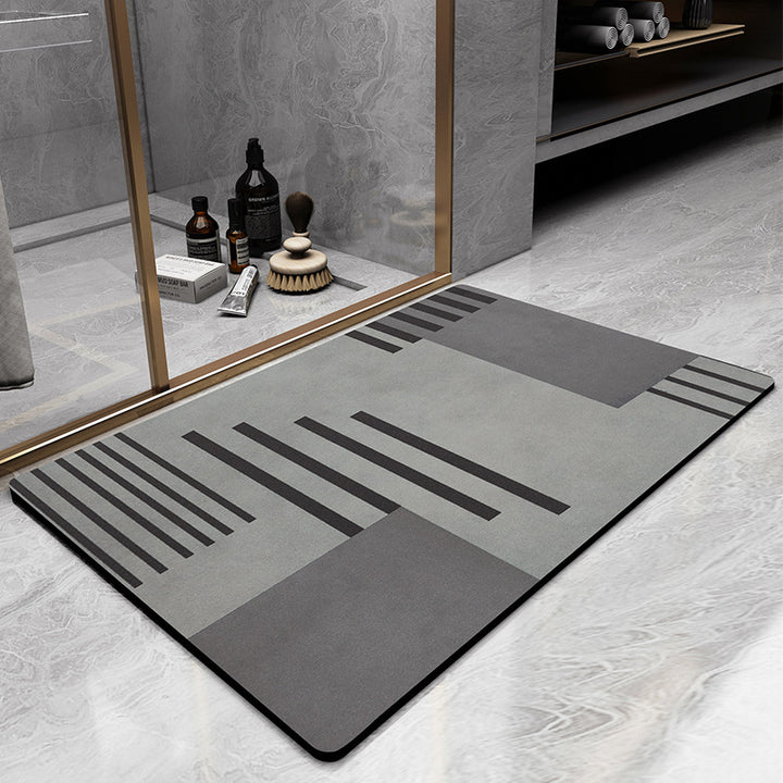 Plush Microfiber Bath Mat with Elegant Stripe Design
