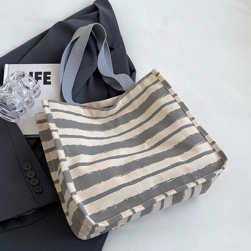 Striped Canvas Tote Bag