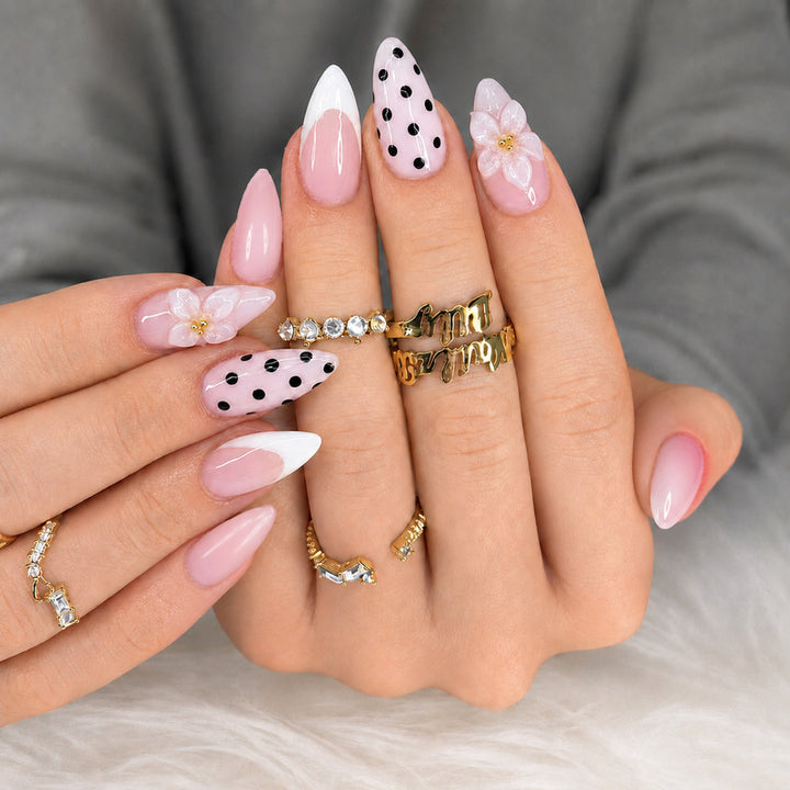 Premium Nail Design with Dots and Flowers Stornfield