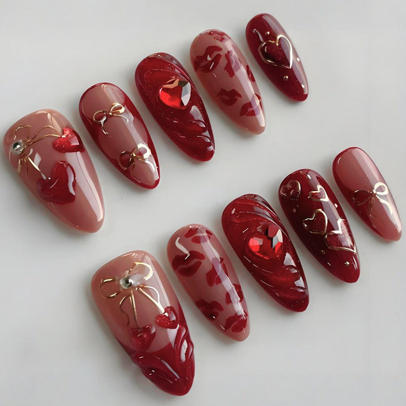 Nail art set with romantic heart and glitter decorations Stornfield