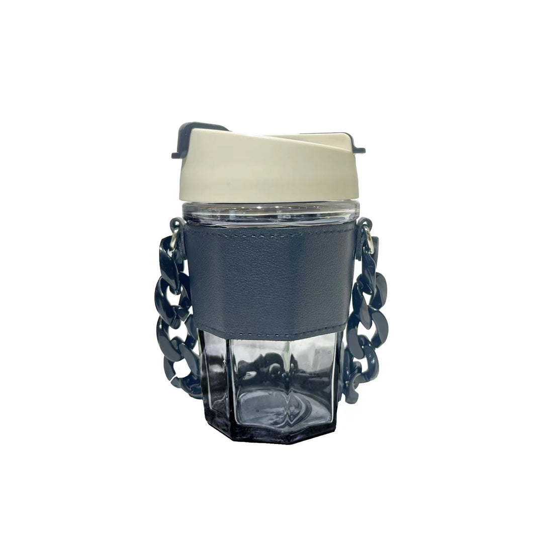 Ladies trendy glass cup with chain carrying strap Stornfield