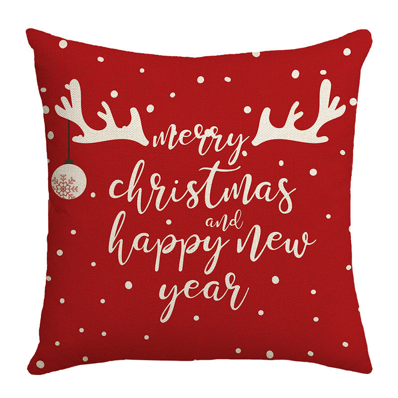 Seasonal Christmas Throw Pillow Cover with 'Let It Snow' Script and Snowflake Print