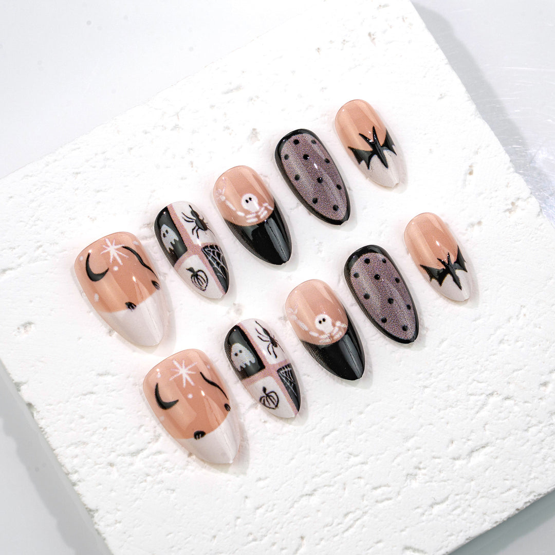 Artistic Gothic-Inspired Press-On Nail Art Set Stornfield