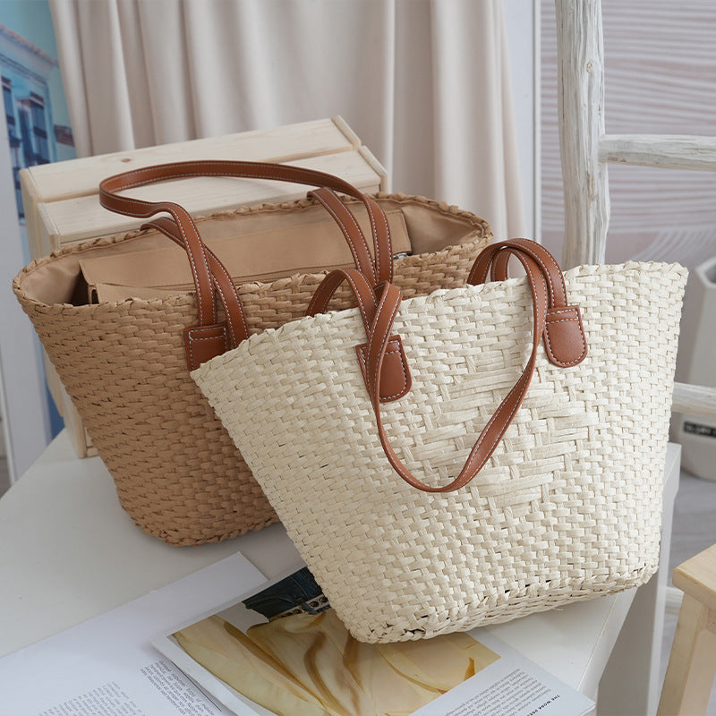 Elegant basket bag with high-quality leather handles Stornfield