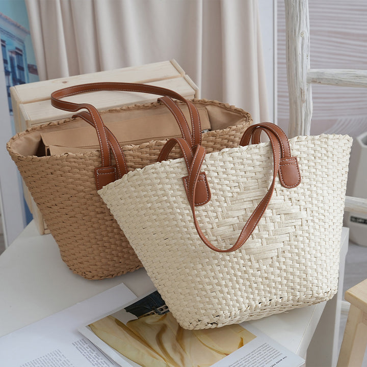 Elegant basket bag with high-quality leather handles Stornfield